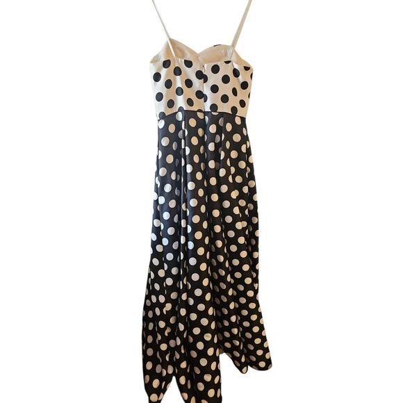 Adrianna Papell sz 12 black white polka dot halter strapless gown dress new - Picture 2 of 11